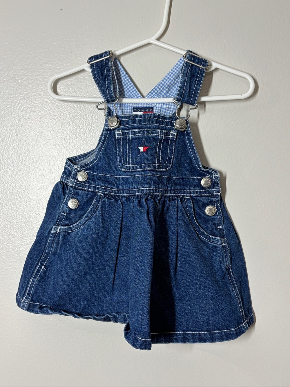 Vintage Tommy Hilfiger Toddler Denim Overall Dress size 3-6 months
